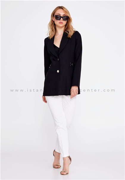 Long Sleeve Crepe Solid Color Regular Black Jacket Bnaew-22199syh