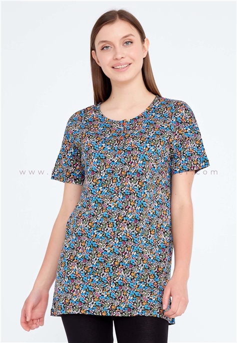 COCOON Short Sleeve Lycra Floral Regular Blue Two-Piece Outfit Ccn50377mav