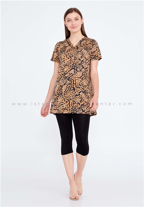 COCOON Short Sleeve Lycra Geometric Regular Brown-Black Two-Piece Outfit Ccn50393org