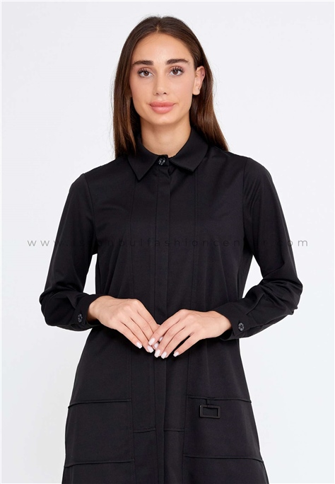 ESSWAAPLong Sleeve Crepe Solid Color Regular Black Two-Piece Outfit Esw2117117syh