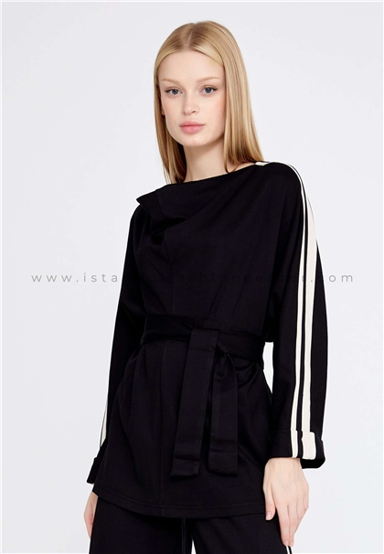 FAVORİLong Sleeve Cotton Solid Color Regular Black Two-Piece Outfit Fav30059syh