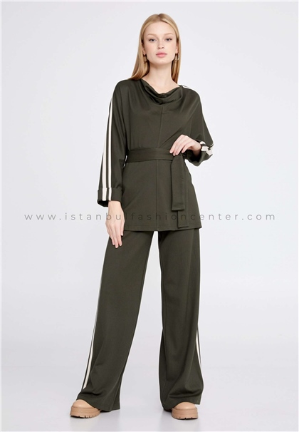 FAVORİLong Sleeve Cotton Solid Color Regular Green Two-Piece Outfit Fav30059hak