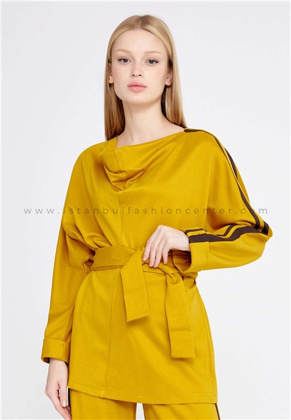 FAVORİLong Sleeve Cotton Solid Color Regular Yellow Two-Piece Outfit Fav30059saf