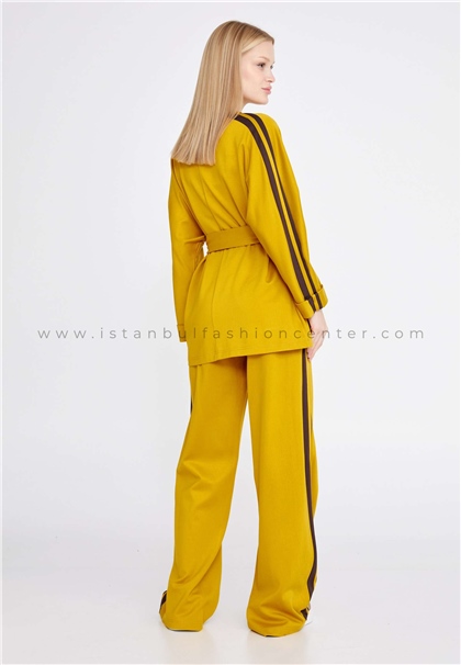 FAVORİLong Sleeve Cotton Solid Color Regular Yellow Two-Piece Outfit Fav30059saf