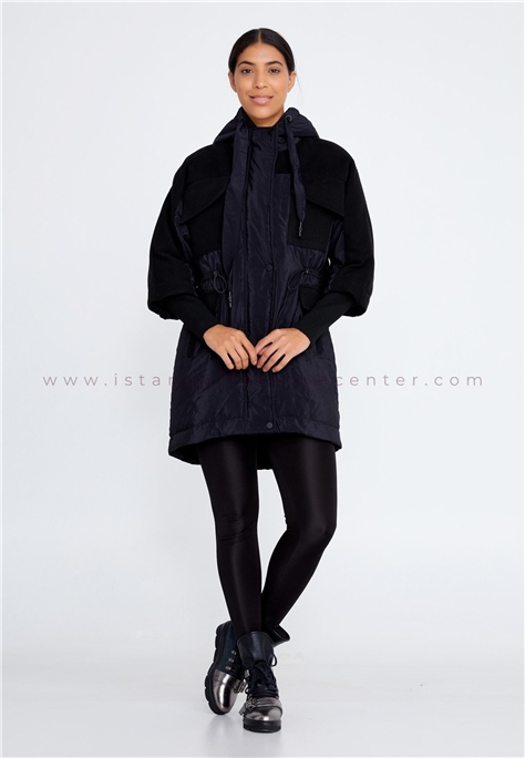 HALLMARK Polyester Solid Color Regular Black Coat Huk6312syh