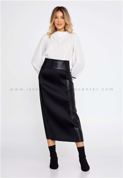 HUKKAMidi Solid Color Regular Black Skirt Huk22k030009syh