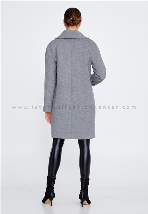SARAR WOMAN Polyester Solid Color Regular Grey Coat Srr0ksrr1609gri